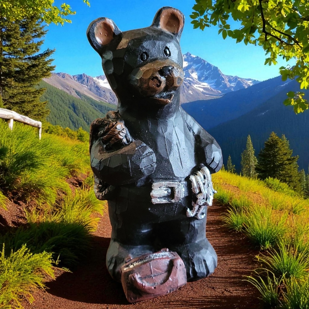 Vtg Lipco Black Bear Mountain Climber Hiker Resin Figurine Statue